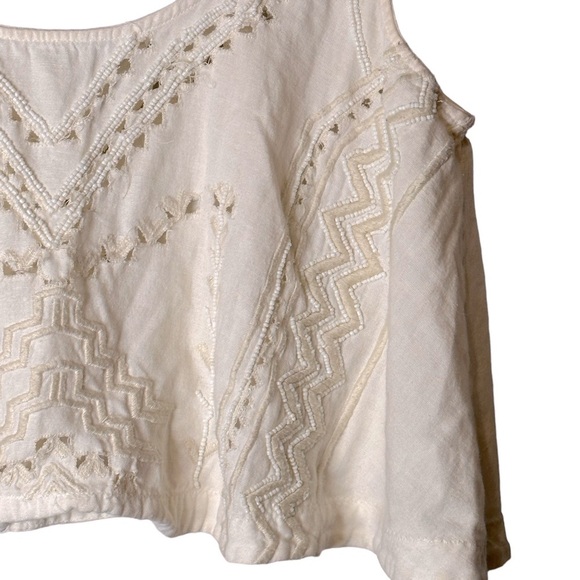Urban Outfitters Kimchi Blue Sleeveless Beaded Crop‎ Top Size XS Cotton/Linen - Picture 5 of 9